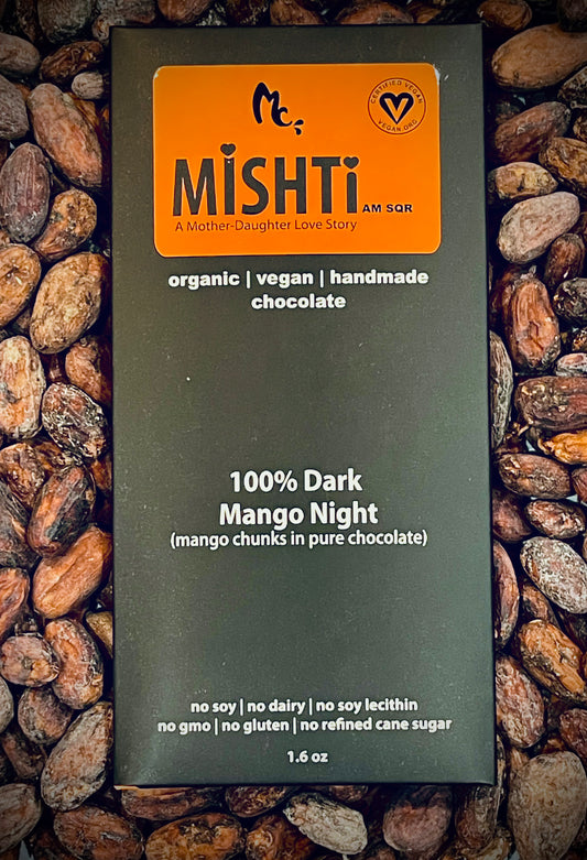 Darkest Mango Night - 100% chocolate with dried mango chunks - no sweeteners