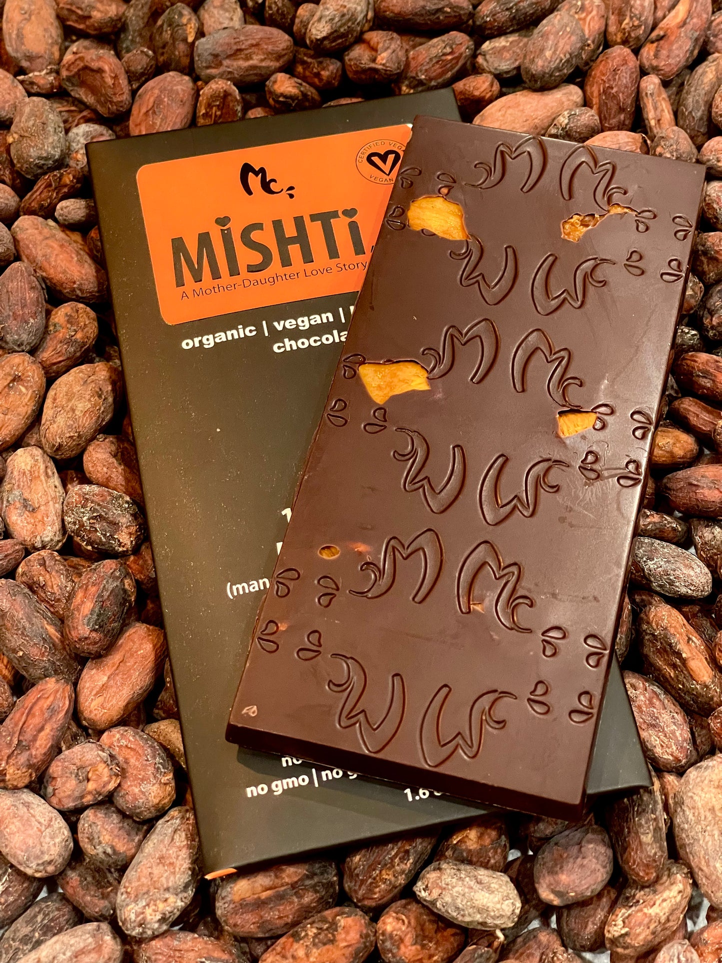 Darkest Mango Night - 100% chocolate with dried mango chunks - no sweeteners