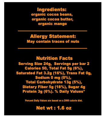 Mango Mystery - 70% Dark chocolate with mango - No sugar, no sweetner