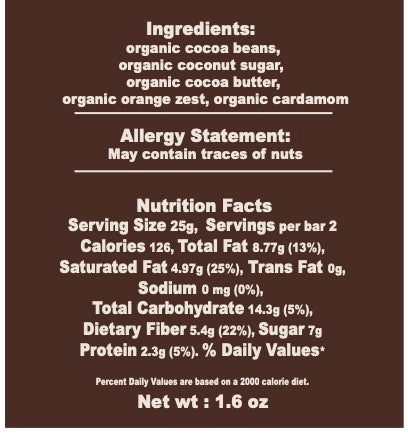 Orange Zen - 70% Dark chocolate with Orange Zest